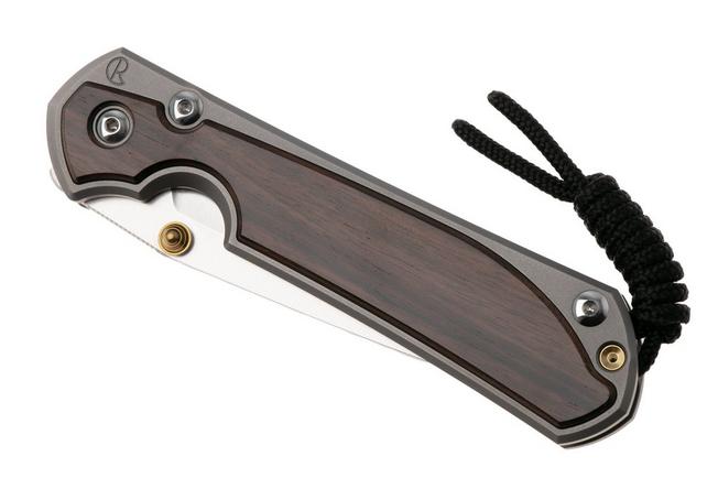 Afbeelding voor Chris Reeve Large Sebenza 31, L31-1134, Stonewashed MagnaCut Tanto, Sandblasted Titanium, Macassar Ebony Inlay zakmes