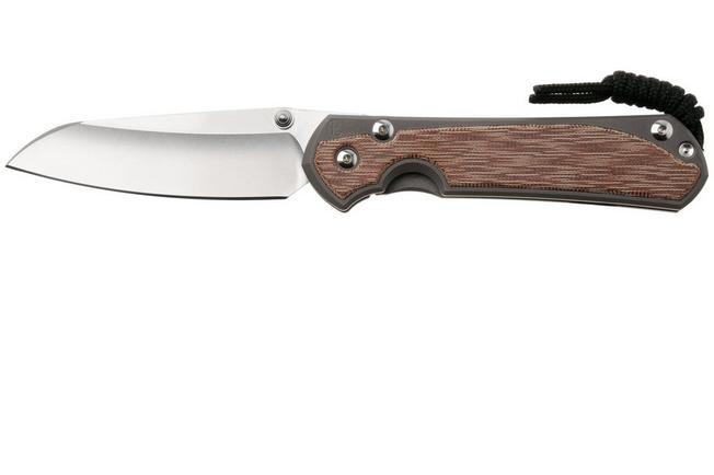 Afbeelding voor Chris Reeve Large Sebenza 31, L31-1222, Stonewashed CPM MagnaCut Insingo, Sand Blasted Titanium, Natural Canvas Micarta Inlay, zakmes