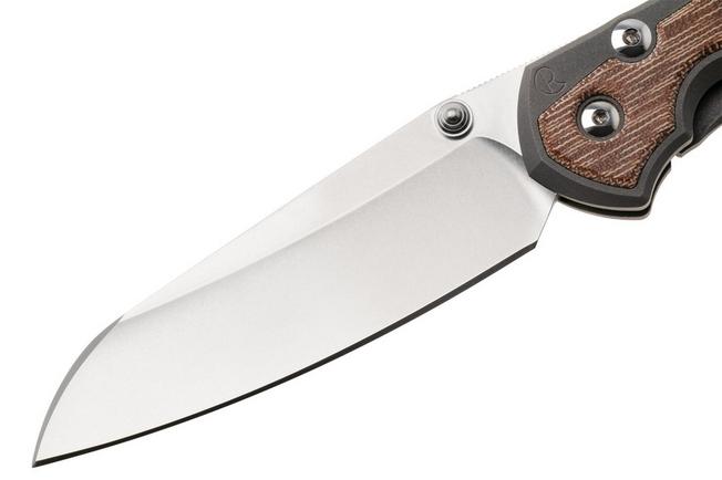 Afbeelding voor Chris Reeve Large Sebenza 31, L31-1222, Stonewashed CPM MagnaCut Insingo, Sand Blasted Titanium, Natural Canvas Micarta Inlay, zakmes