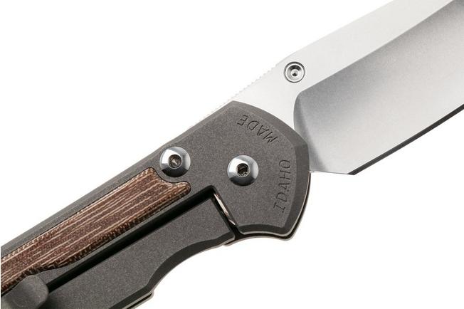 Afbeelding voor Chris Reeve Large Sebenza 31, L31-1222, Stonewashed CPM MagnaCut Insingo, Sand Blasted Titanium, Natural Canvas Micarta Inlay, zakmes