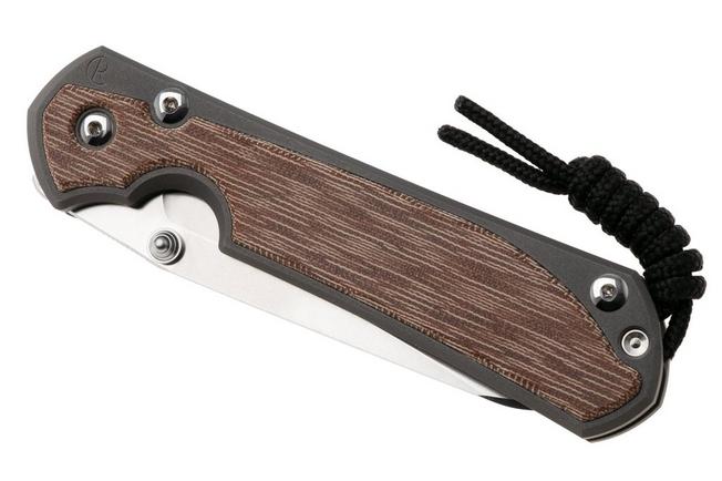 Afbeelding voor Chris Reeve Large Sebenza 31, L31-1222, Stonewashed CPM MagnaCut Insingo, Sand Blasted Titanium, Natural Canvas Micarta Inlay, zakmes