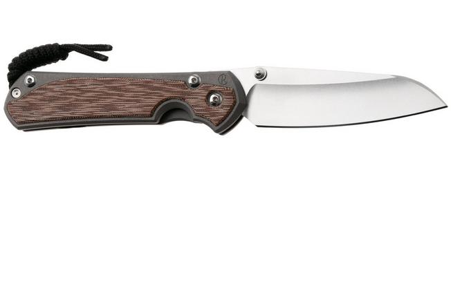 Afbeelding voor Chris Reeve Sebenza 31, L31-1223, Stonewashed CPM MagnaCut Insingo, Sandblasted Titanium, Natural Canvas Micarta Inlay, linkshandig zakmes