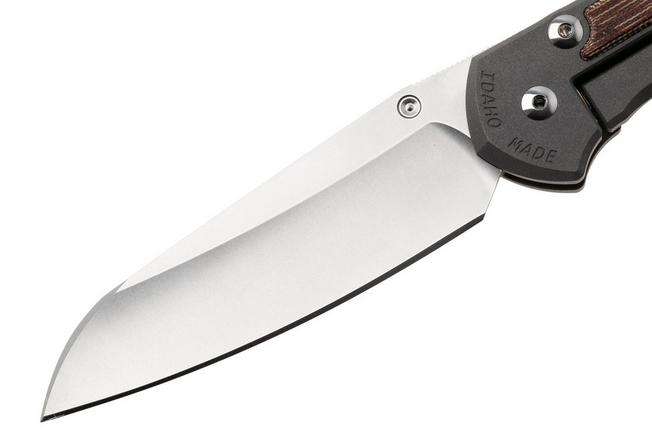 Afbeelding voor Chris Reeve Sebenza 31, L31-1223, Stonewashed CPM MagnaCut Insingo, Sandblasted Titanium, Natural Canvas Micarta Inlay, linkshandig zakmes