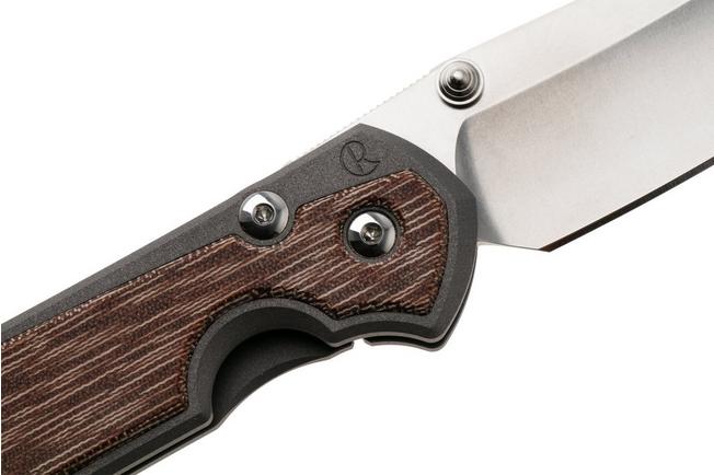 Afbeelding voor Chris Reeve Sebenza 31, L31-1223, Stonewashed CPM MagnaCut Insingo, Sandblasted Titanium, Natural Canvas Micarta Inlay, linkshandig zakmes