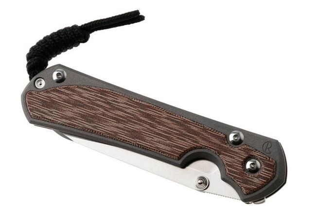 Afbeelding voor Chris Reeve Sebenza 31, L31-1223, Stonewashed CPM MagnaCut Insingo, Sandblasted Titanium, Natural Canvas Micarta Inlay, linkshandig zakmes