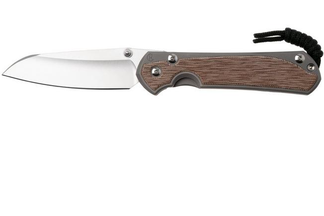 Afbeelding voor Chris Reeve Large Sebenza 31, L31-1226, Stonewashed CPM MagnaCut Insingo, Glass Blasted Titanium, Natural Canvas Micarta Inlay, zakmes