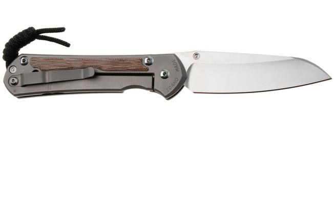 Afbeelding voor Chris Reeve Large Sebenza 31, L31-1226, Stonewashed CPM MagnaCut Insingo, Glass Blasted Titanium, Natural Canvas Micarta Inlay, zakmes