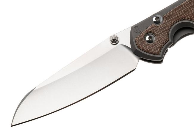 Afbeelding voor Chris Reeve Large Sebenza 31, L31-1226, Stonewashed CPM MagnaCut Insingo, Glass Blasted Titanium, Natural Canvas Micarta Inlay, zakmes