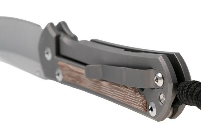 Afbeelding voor Chris Reeve Large Sebenza 31, L31-1226, Stonewashed CPM MagnaCut Insingo, Glass Blasted Titanium, Natural Canvas Micarta Inlay, zakmes