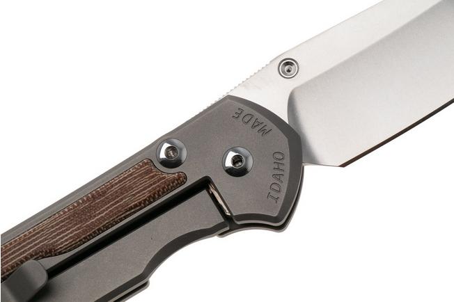 Afbeelding voor Chris Reeve Large Sebenza 31, L31-1226, Stonewashed CPM MagnaCut Insingo, Glass Blasted Titanium, Natural Canvas Micarta Inlay, zakmes