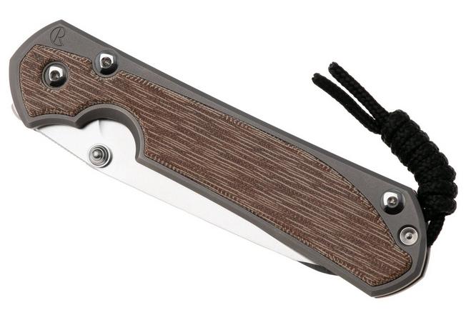 Afbeelding voor Chris Reeve Large Sebenza 31, L31-1226, Stonewashed CPM MagnaCut Insingo, Glass Blasted Titanium, Natural Canvas Micarta Inlay, zakmes