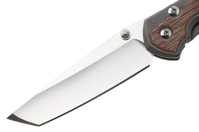 Afbeelding voor Chris Reeve Large Sebenza 31, L31-1230, Stonewashed CPM MagnaCut Tanto, Sand Blasted Titanium, Natural Canvas Micarta Inlay zakmes