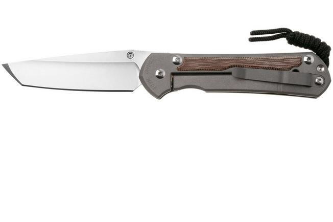 Afbeelding voor Chris Reeve Large Sebenza 31 L31-1231 Stonewashed CPM Magnacut Tanto, Sandblasted Titanium, Natural Canvas Micarta Inlay, linkshandig, zakmes