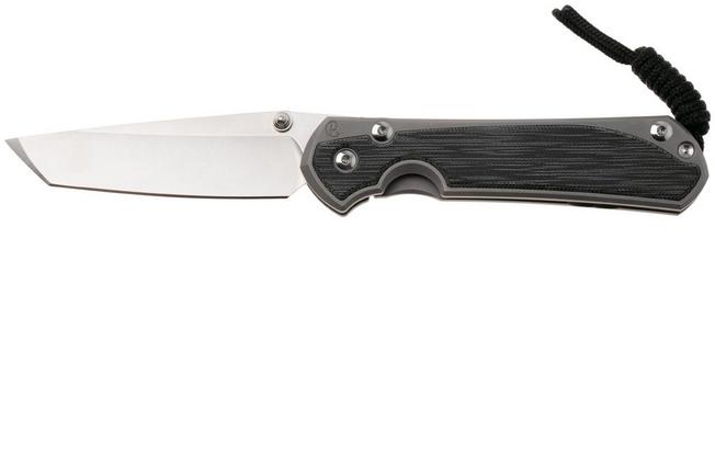 Afbeelding voor Chris Reeve Large Sebenza 31, L31-1232, Stonewashed MagnaCut Tanto, Glass Blasted Titanium, Black Canvas Micarta Inlay zakmes