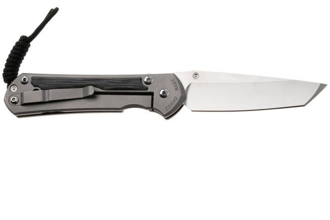 Afbeelding voor Chris Reeve Large Sebenza 31, L31-1232, Stonewashed MagnaCut Tanto, Glass Blasted Titanium, Black Canvas Micarta Inlay zakmes