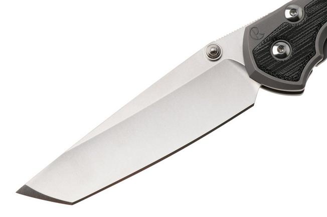 Afbeelding voor Chris Reeve Large Sebenza 31, L31-1232, Stonewashed MagnaCut Tanto, Glass Blasted Titanium, Black Canvas Micarta Inlay zakmes