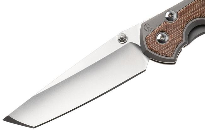 Afbeelding voor Chris Reeve Large Sebenza 31, L31-1234, Stonewashed CPM MagnaCut Tanto, Glass Blasted Titanium, Natural Canvas Micarta Inlay zakmes