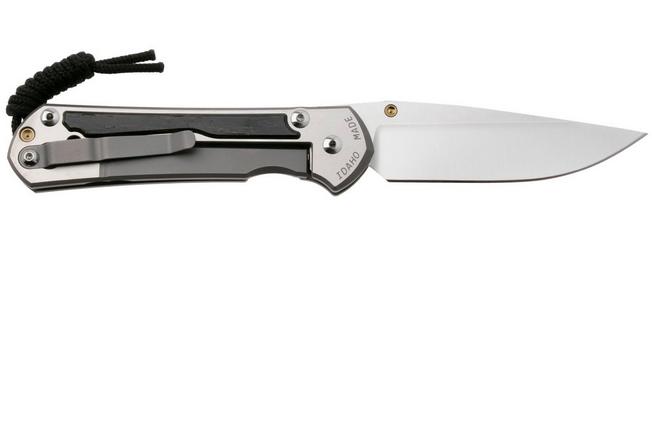 Afbeelding voor Chris Reeve Large Sebenza 31 L31-1620, Satin CPM MagnaCut, Polished Titanium, Bog Oak Inlay zakmes