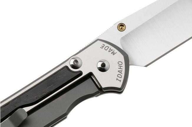 Afbeelding voor Chris Reeve Large Sebenza 31 L31-1620, Satin CPM MagnaCut, Polished Titanium, Bog Oak Inlay zakmes