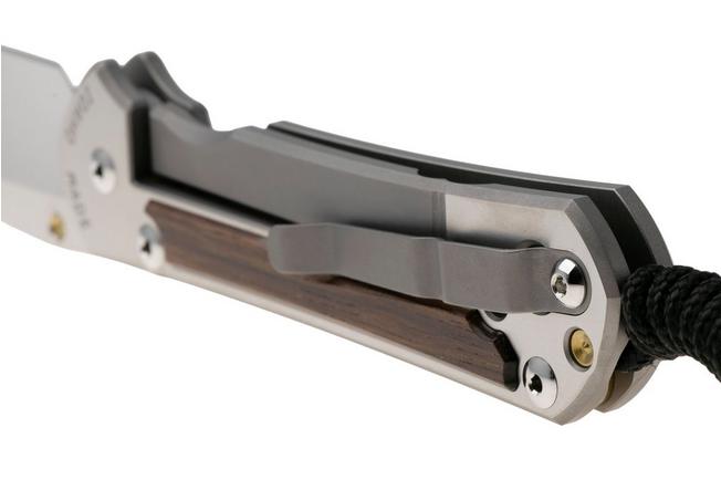Afbeelding voor Chris Reeve Large Sebenza 31 L31-1636 Drop Point CPM MagnaCut, Polished Titanium, Macassar Ebony Inlay, zakmes