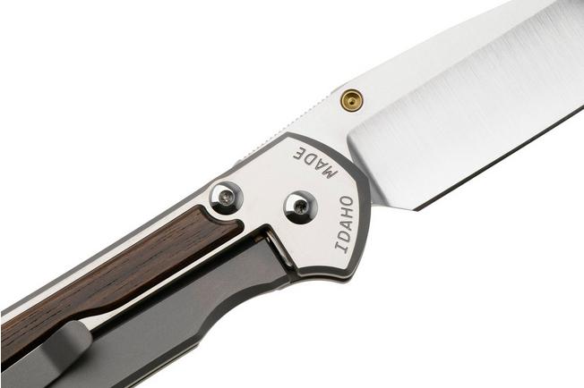 Afbeelding voor Chris Reeve Large Sebenza 31 L31-1636 Drop Point CPM MagnaCut, Polished Titanium, Macassar Ebony Inlay, zakmes