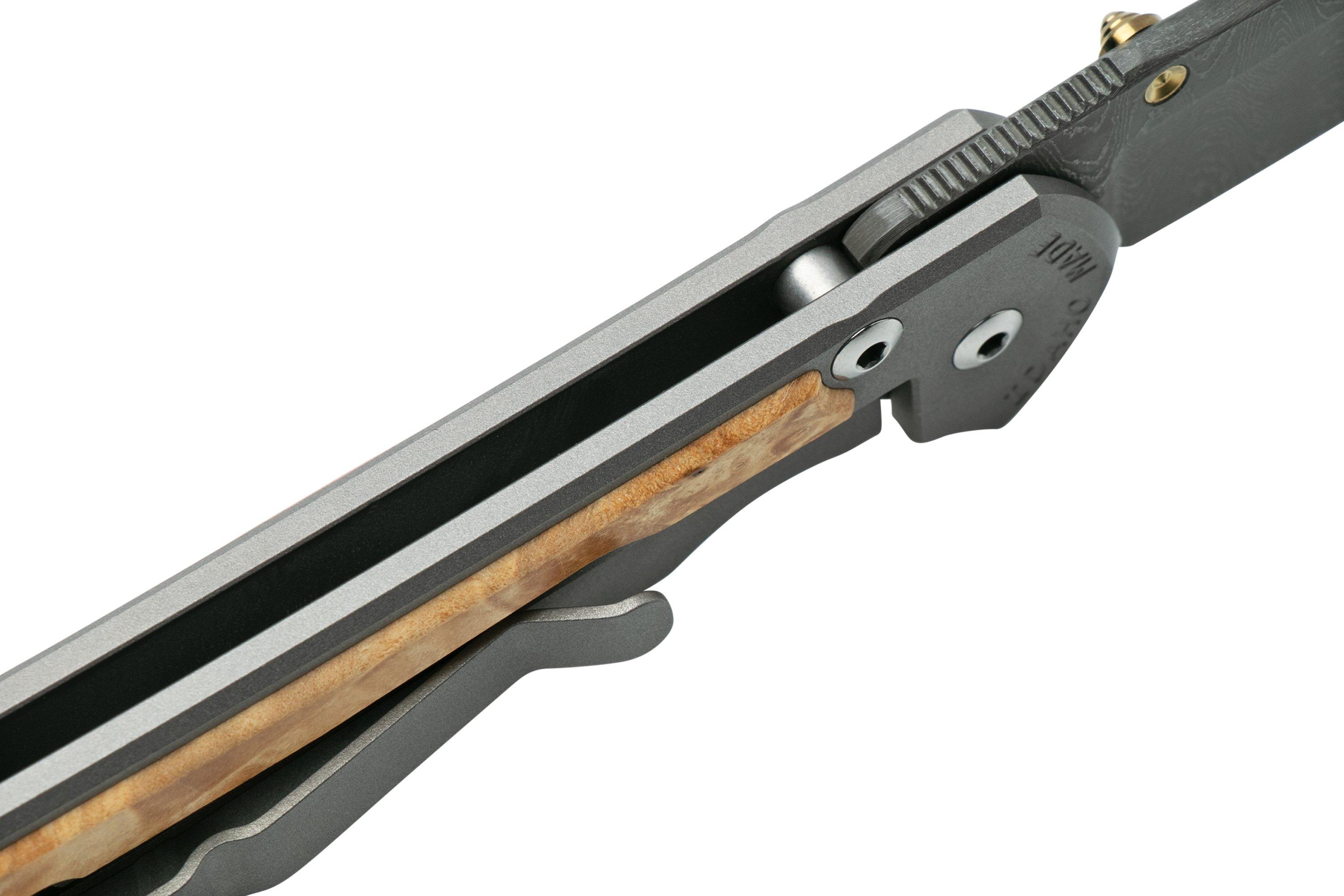 Chris Reeve Sebenza 31 Small Box Elder inlay, Ladder Damascus S311112