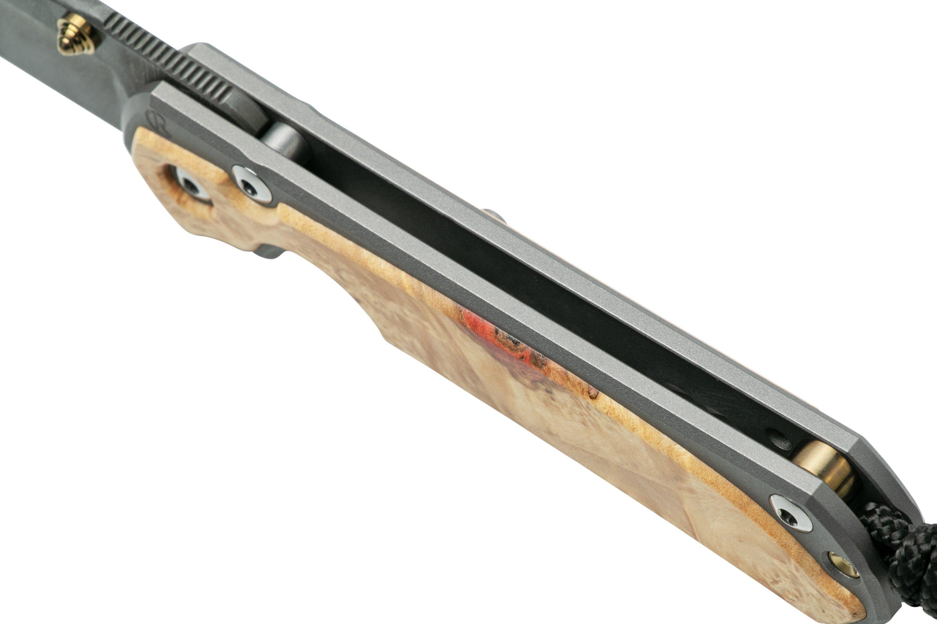 Chris Reeve Sebenza 31 Small Box Elder inlay, Ladder Damascus S311112