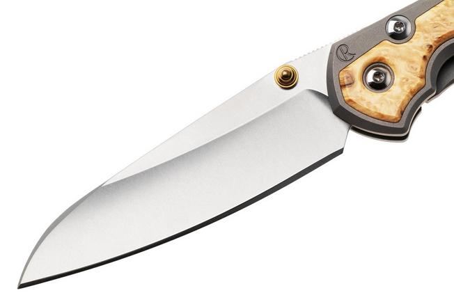 Afbeelding voor Chris Reeve Small Sebenza 31, S31-1126, Stonewashed CPM MagnaCut Insingo, Glass Blasted Titanium, Box Elder Inlay zakmes