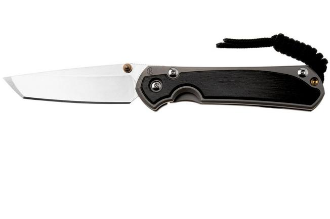 Afbeelding voor Chris Reeve Small Sebenza 31, S31-1130, Stonewashed CPM MagnaCut Tanto, Glass Blasted Titanium, Bog Oak Inlay, zakmes