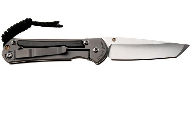 Afbeelding voor Chris Reeve Small Sebenza 31, S31-1130, Stonewashed CPM MagnaCut Tanto, Glass Blasted Titanium, Bog Oak Inlay, zakmes