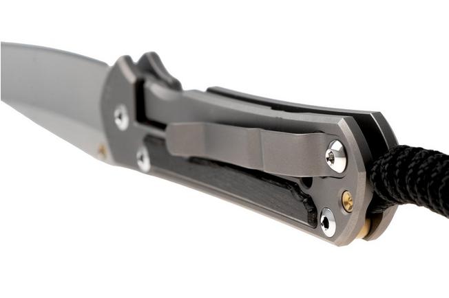 Afbeelding voor Chris Reeve Small Sebenza 31, S31-1130, Stonewashed CPM MagnaCut Tanto, Glass Blasted Titanium, Bog Oak Inlay, zakmes