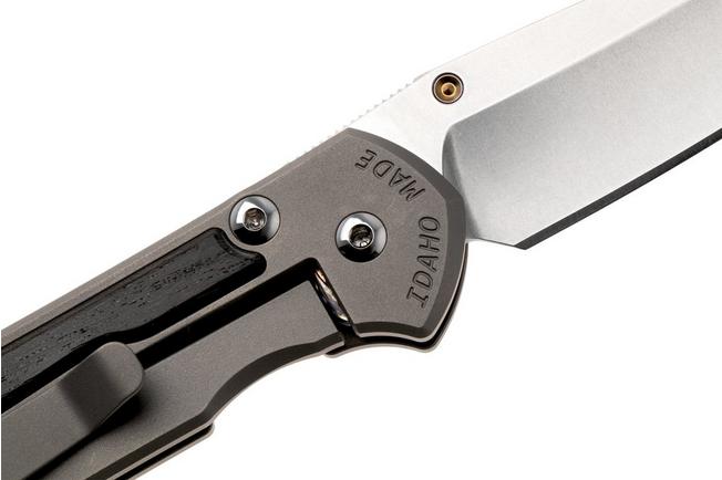 Afbeelding voor Chris Reeve Small Sebenza 31, S31-1130, Stonewashed CPM MagnaCut Tanto, Glass Blasted Titanium, Bog Oak Inlay, zakmes