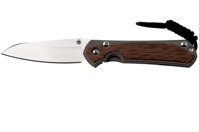 Afbeelding voor Chris Reeve Small Sebenza 31, S31-1222, Stonewashed CPM MagnaCut Insingo, Sand Blasted Titanium, Natural Canvas Micarta Inlay, zakmes