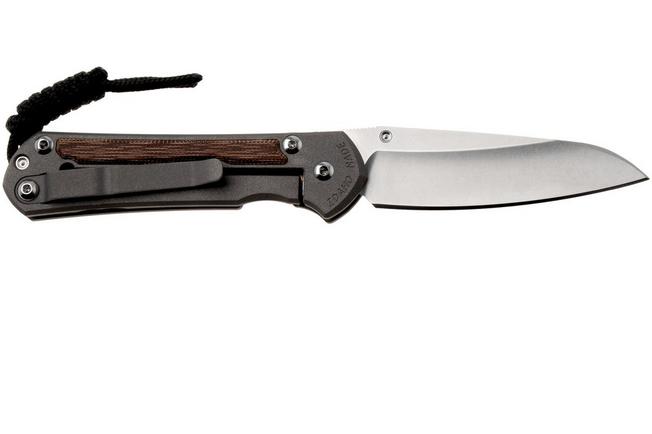 Afbeelding voor Chris Reeve Small Sebenza 31, S31-1222, Stonewashed CPM MagnaCut Insingo, Sand Blasted Titanium, Natural Canvas Micarta Inlay, zakmes