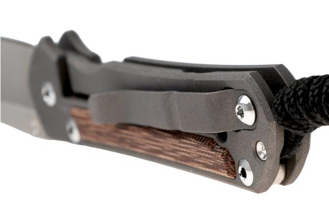 Afbeelding voor Chris Reeve Small Sebenza 31, S31-1222, Stonewashed CPM MagnaCut Insingo, Sand Blasted Titanium, Natural Canvas Micarta Inlay, zakmes