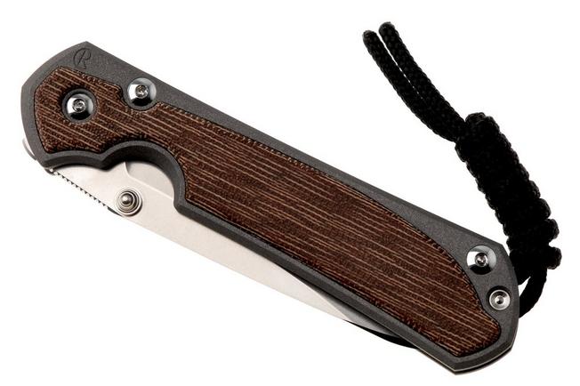 Afbeelding voor Chris Reeve Small Sebenza 31, S31-1222, Stonewashed CPM MagnaCut Insingo, Sand Blasted Titanium, Natural Canvas Micarta Inlay, zakmes