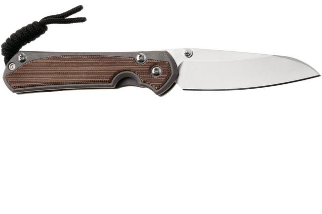 Afbeelding voor Chris Reeve Small Sebenza 31 S31-1223, Stonewashed CPM MagnaCut Insingo, Sandblasted Titanium, Natural Canvas Micarta Inlay, linkshandig zakmes
