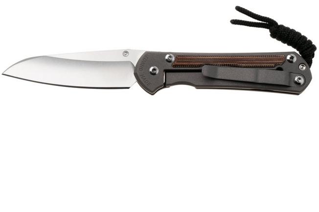 Afbeelding voor Chris Reeve Small Sebenza 31 S31-1223, Stonewashed CPM MagnaCut Insingo, Sandblasted Titanium, Natural Canvas Micarta Inlay, linkshandig zakmes