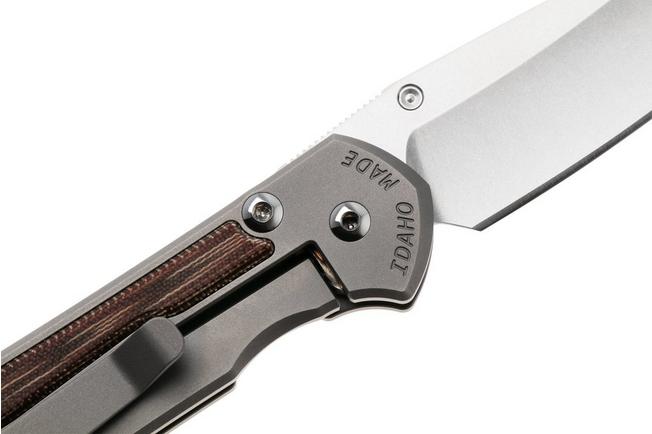 Afbeelding voor Chris Reeve Small Sebenza 31 Insingo S31-1226, Stonewashed CPM MagnaCut, Glass Blasted Titanium, Black Canvas Micarta Inlay, zakmes