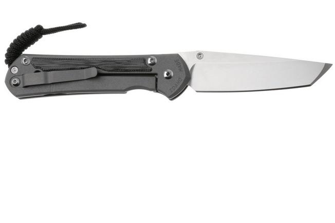 Afbeelding voor Chris Reeve Small Sebenza 31 S31-1228, Stonewashed CPM MagnaCut Tanto, Sand Blasted Titanium, Black Canvas Micarta Inlay, zakmes