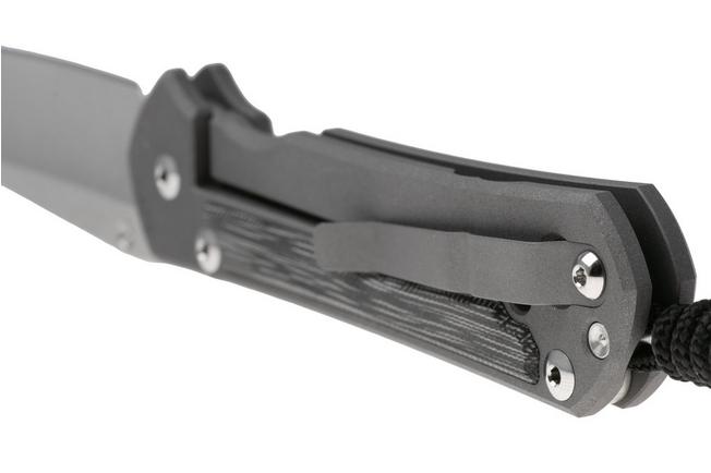 Afbeelding voor Chris Reeve Small Sebenza 31 S31-1228, Stonewashed CPM MagnaCut Tanto, Sand Blasted Titanium, Black Canvas Micarta Inlay, zakmes