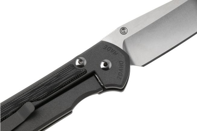 Afbeelding voor Chris Reeve Small Sebenza 31 S31-1228, Stonewashed CPM MagnaCut Tanto, Sand Blasted Titanium, Black Canvas Micarta Inlay, zakmes