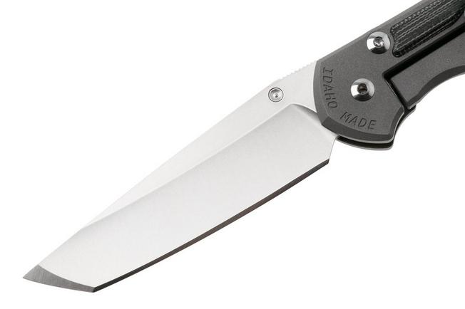 Afbeelding voor Chris Reeve Small Sebenza 31 S31-1229, Stonewashed CPM MagnaCut Tanto, Sandblasted Titanium, Black Canvas Micarta Inlay, linkshandig zakmes