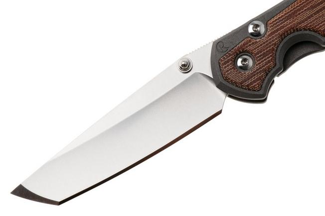 Afbeelding voor Chris Reeve Small Sebenza 31 S31-1230, Stonewashed CPM MagnaCut Tanto, Sand Blasted Titanium, Natural Canvas Micarta Inlay zakmes