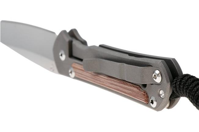 Afbeelding voor Chris Reeve Small Sebenza 31 S31-1230, Stonewashed CPM MagnaCut Tanto, Sand Blasted Titanium, Natural Canvas Micarta Inlay zakmes