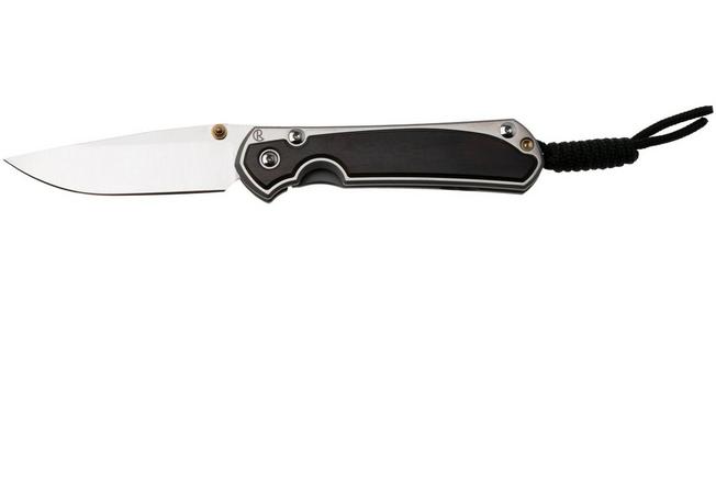 Afbeelding voor Chris Reeve Small Sebenza 31 S31-1636, Satin CPM MagnaCut, Polished Titanium, Macassar Ebony Inlay zakmes