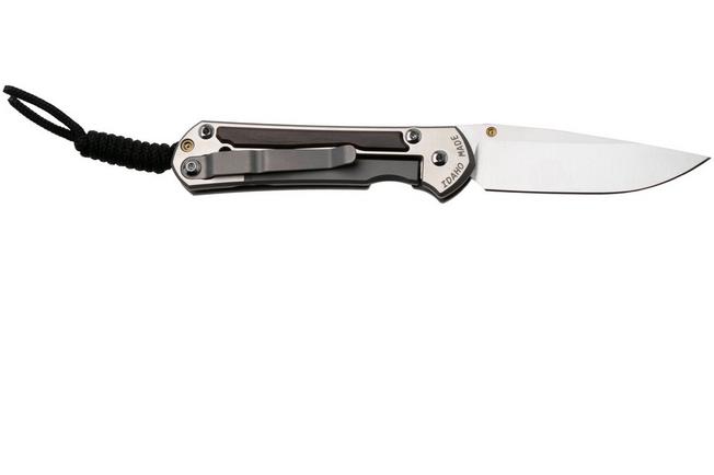 Afbeelding voor Chris Reeve Small Sebenza 31 S31-1636, Satin CPM MagnaCut, Polished Titanium, Macassar Ebony Inlay zakmes