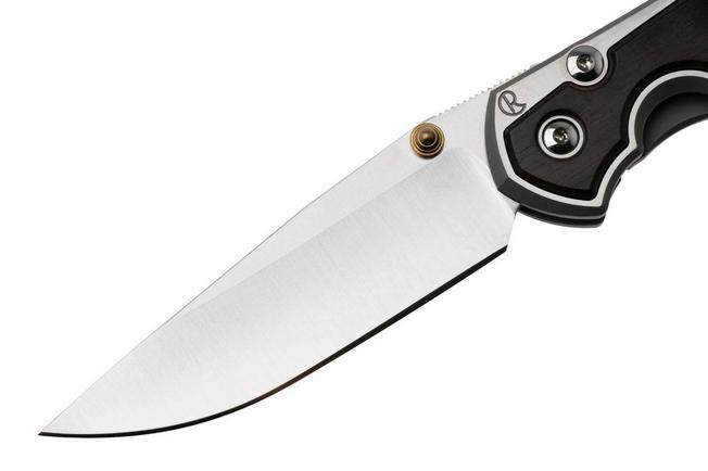 Afbeelding voor Chris Reeve Small Sebenza 31 S31-1636, Satin CPM MagnaCut, Polished Titanium, Macassar Ebony Inlay zakmes