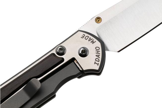 Afbeelding voor Chris Reeve Small Sebenza 31 S31-1636, Satin CPM MagnaCut, Polished Titanium, Macassar Ebony Inlay zakmes