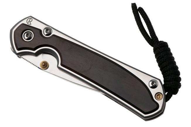 Afbeelding voor Chris Reeve Small Sebenza 31 S31-1636, Satin CPM MagnaCut, Polished Titanium, Macassar Ebony Inlay zakmes